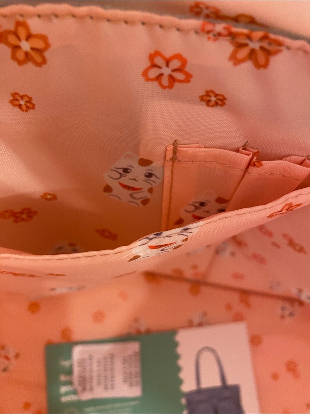 NEW! Lug SAKURA FERRY XL SE Expandable Carry-All Tote Bag Lucky Cat Pink Lining - Picture 12 of 15
